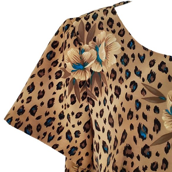 Vintage Hawaiian Floral Animal Print Dress Women's 10 Short Sleeve Back Zip - Picture 5 of 12